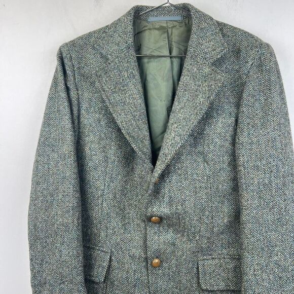 Harris Tweed Orvis Tailored Jacket Wood Button Size M ( 38 ) - Picture 2 of 8
